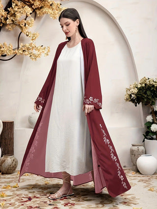 Cardigan-Robe Longue à Imprimé Élégant – Style Oriental Moderne