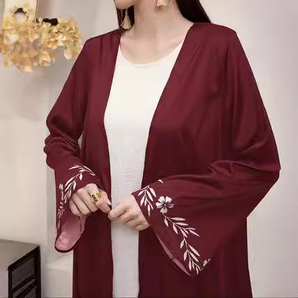 Cardigan-Robe Longue à Imprimé Élégant – Style Oriental Moderne
