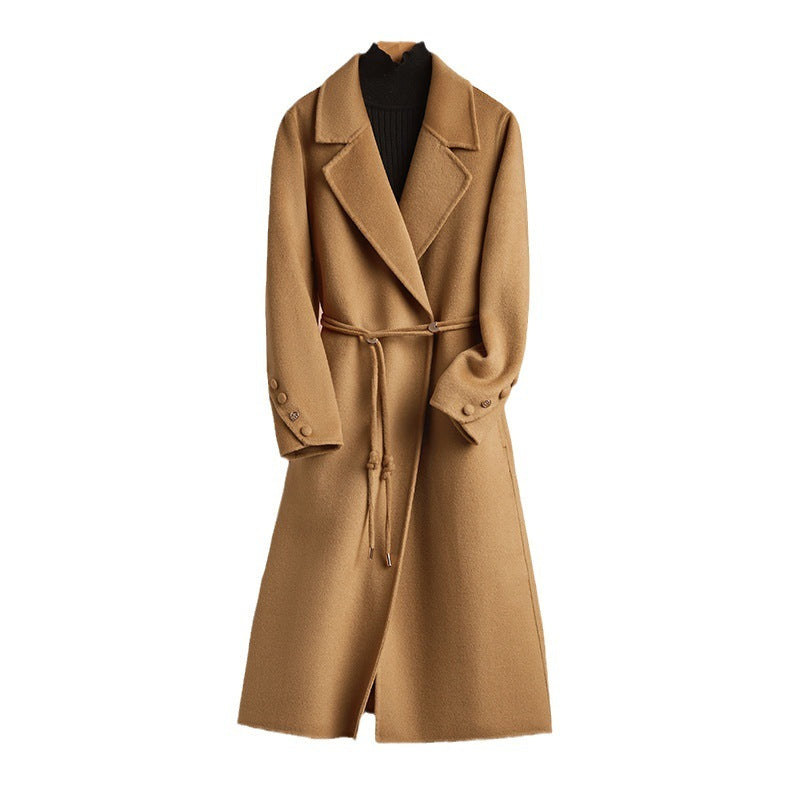 Manteau Long en Cachemire à Col Tailleur – Élégance Saisonnière