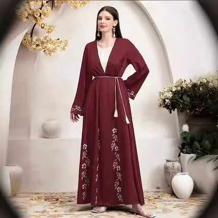 Cardigan-Robe Longue à Imprimé Élégant – Style Oriental Moderne