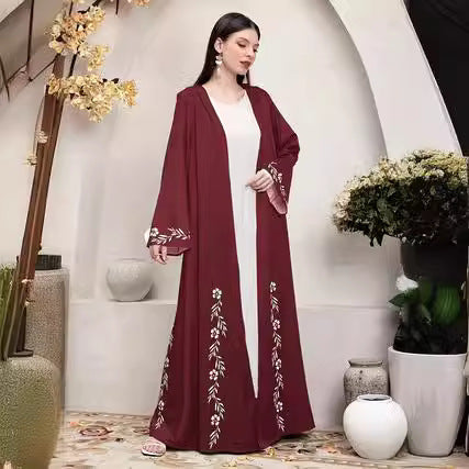Cardigan-Robe Longue à Imprimé Élégant – Style Oriental Moderne