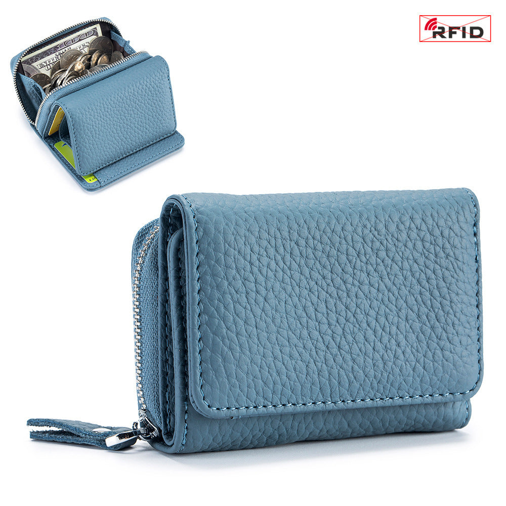 Portefeuille RFID en Cuir Véritable à Trois Volets – Compact et Grande Capacité