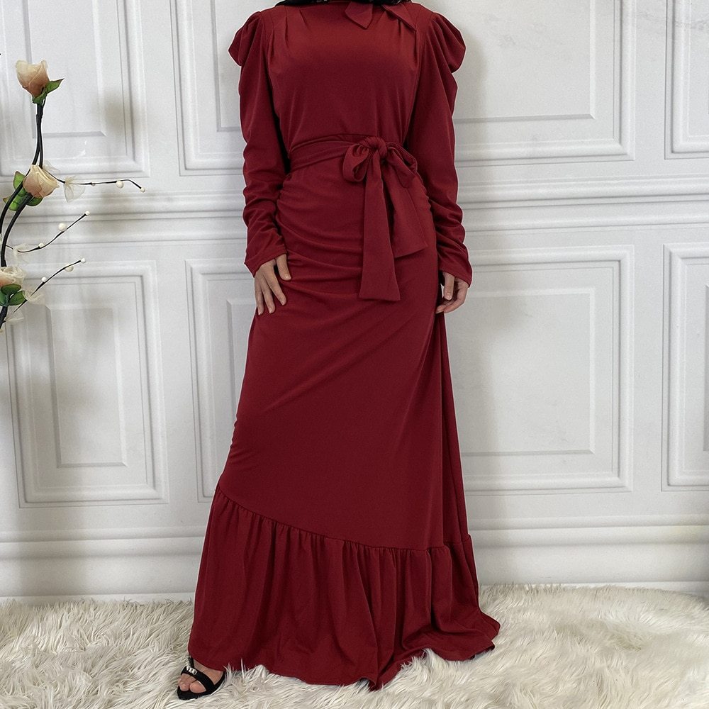 Robe Plissée Longue à Ourlet Irrégulier