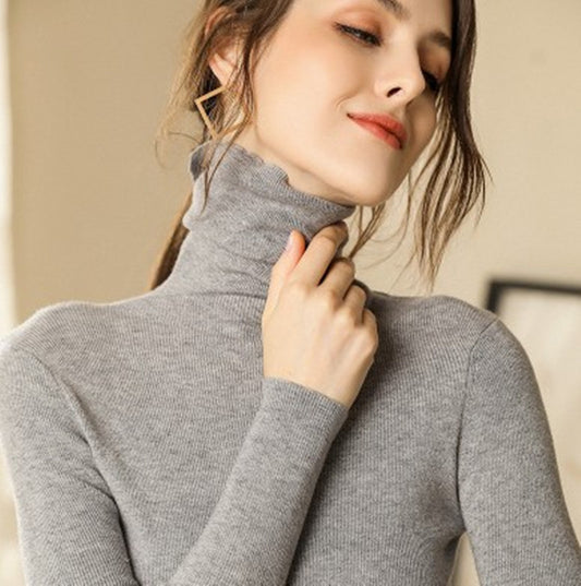 Pull Col Montant Courte Tendance en Cachemire