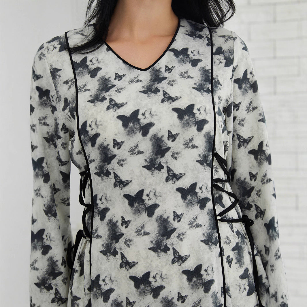 Robe Longue Satinée à Manches Longues – Élégance et Confort