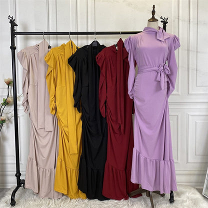 Robe Plissée Longue à Ourlet Irrégulier