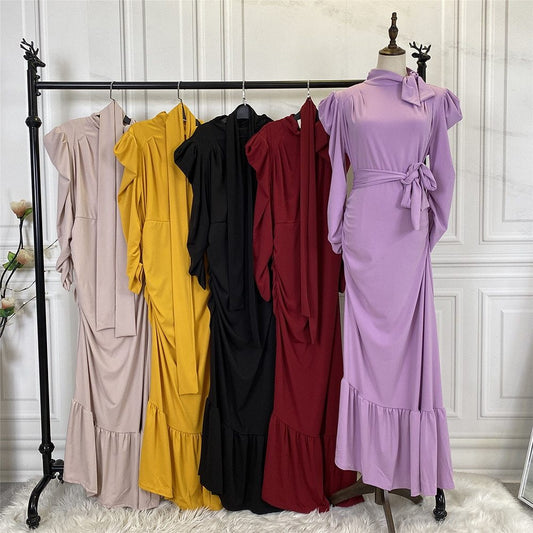 Robe Plissée Longue à Ourlet Irrégulier