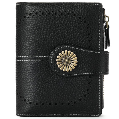 Portefeuille RFID en Cuir Huilé à Trois Volets – Compact et Élégant