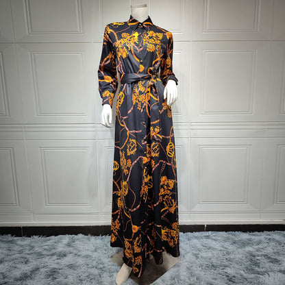 Robe Vintage Imprimé à Lacets – Chic et Confort