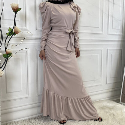 Robe Plissée Longue à Ourlet Irrégulier