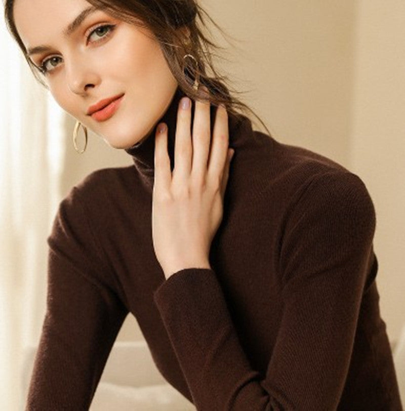 Pull Col Montant Courte Tendance en Cachemire