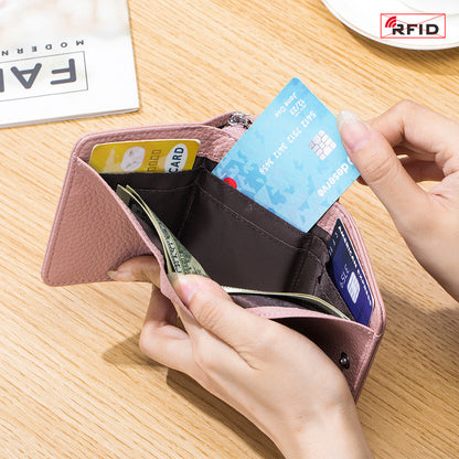 Portefeuille RFID en Cuir Véritable à Trois Volets – Compact et Grande Capacité