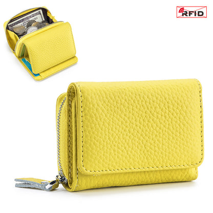 Portefeuille RFID en Cuir Véritable à Trois Volets – Compact et Grande Capacité