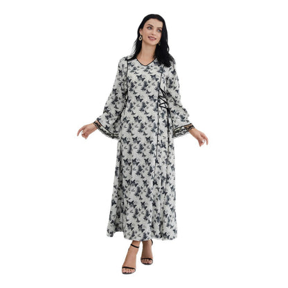 Robe Longue Satinée à Manches Longues – Élégance et Confort