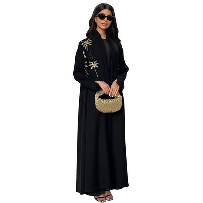 Robe Longue Satinée à Manches Longues – Élégance et Confort