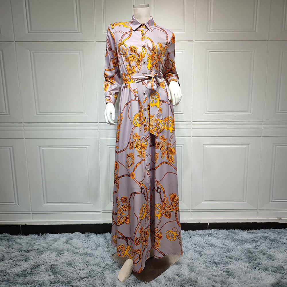Robe Vintage Imprimé à Lacets – Chic et Confort