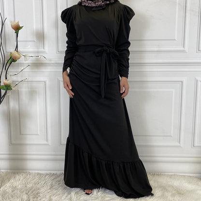 Robe Plissée Longue à Ourlet Irrégulier