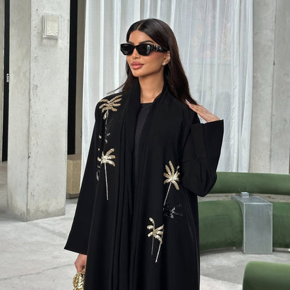 Robe Longue Satinée à Manches Longues – Élégance et Confort