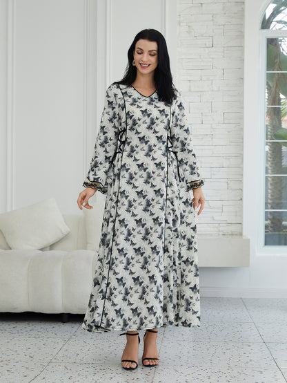 Robe Longue Satinée à Manches Longues – Élégance et Confort