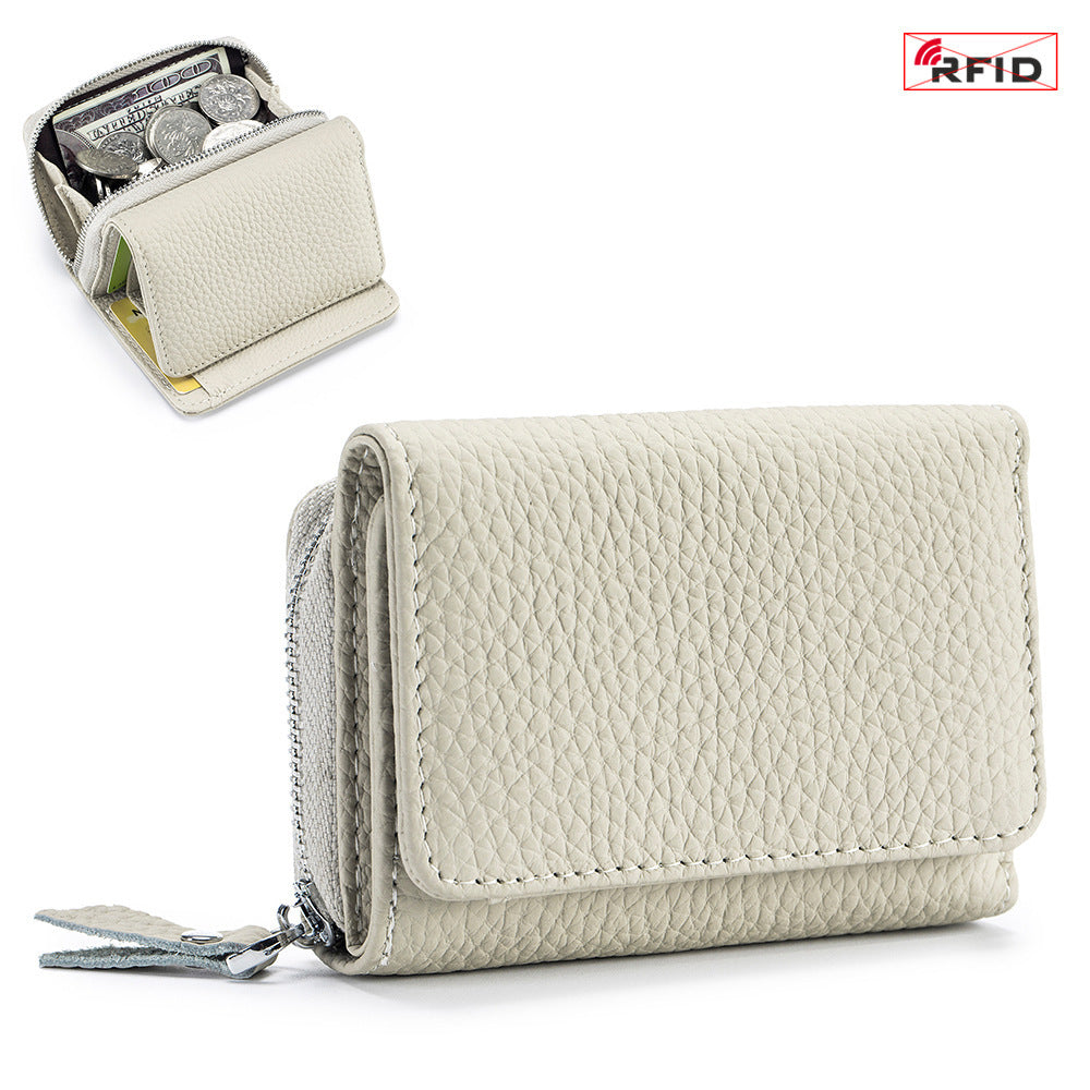 Portefeuille RFID en Cuir Véritable à Trois Volets – Compact et Grande Capacité