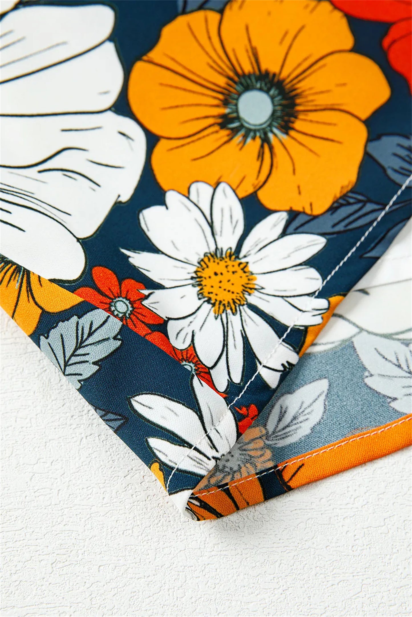 Robe Mini Orange à Imprimé Floral et Dentelle – Élégance Bohème