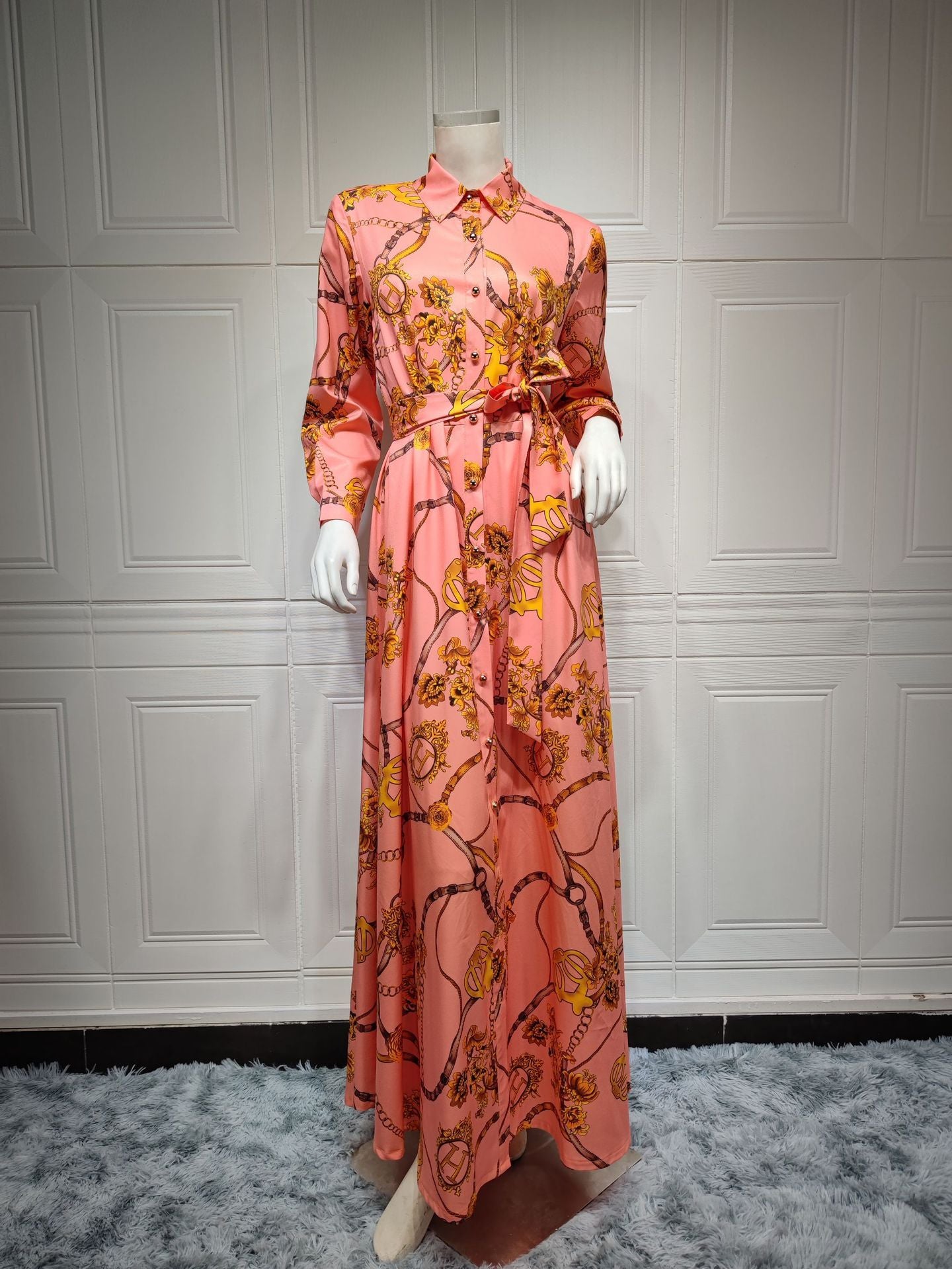 Robe Vintage Imprimé à Lacets – Chic et Confort