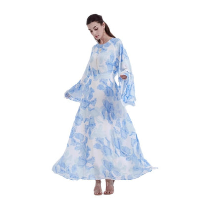 Robe en chiffon imprimé à manches cloche – Élégance et légèreté