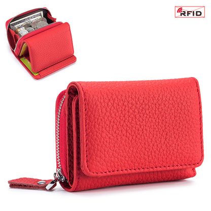 Portefeuille RFID en Cuir Véritable à Trois Volets – Compact et Grande Capacité