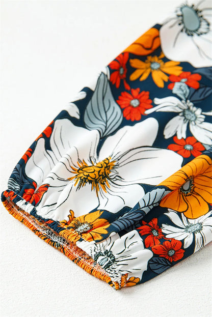 Robe Mini Orange à Imprimé Floral et Dentelle – Élégance Bohème