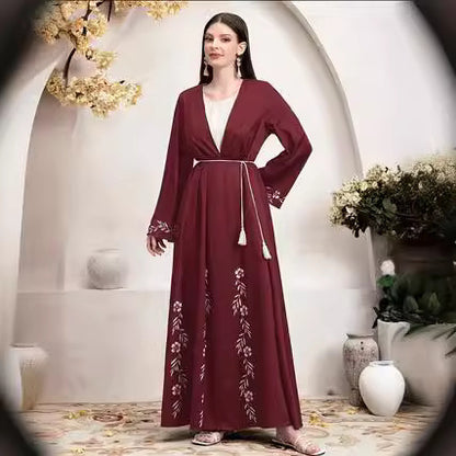 Cardigan-Robe Longue à Imprimé Élégant – Style Oriental Moderne