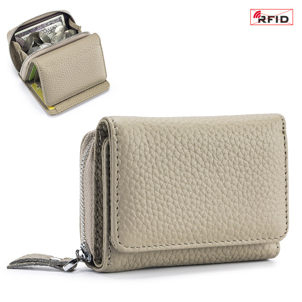 Portefeuille RFID en Cuir Véritable à Trois Volets – Compact et Grande Capacité