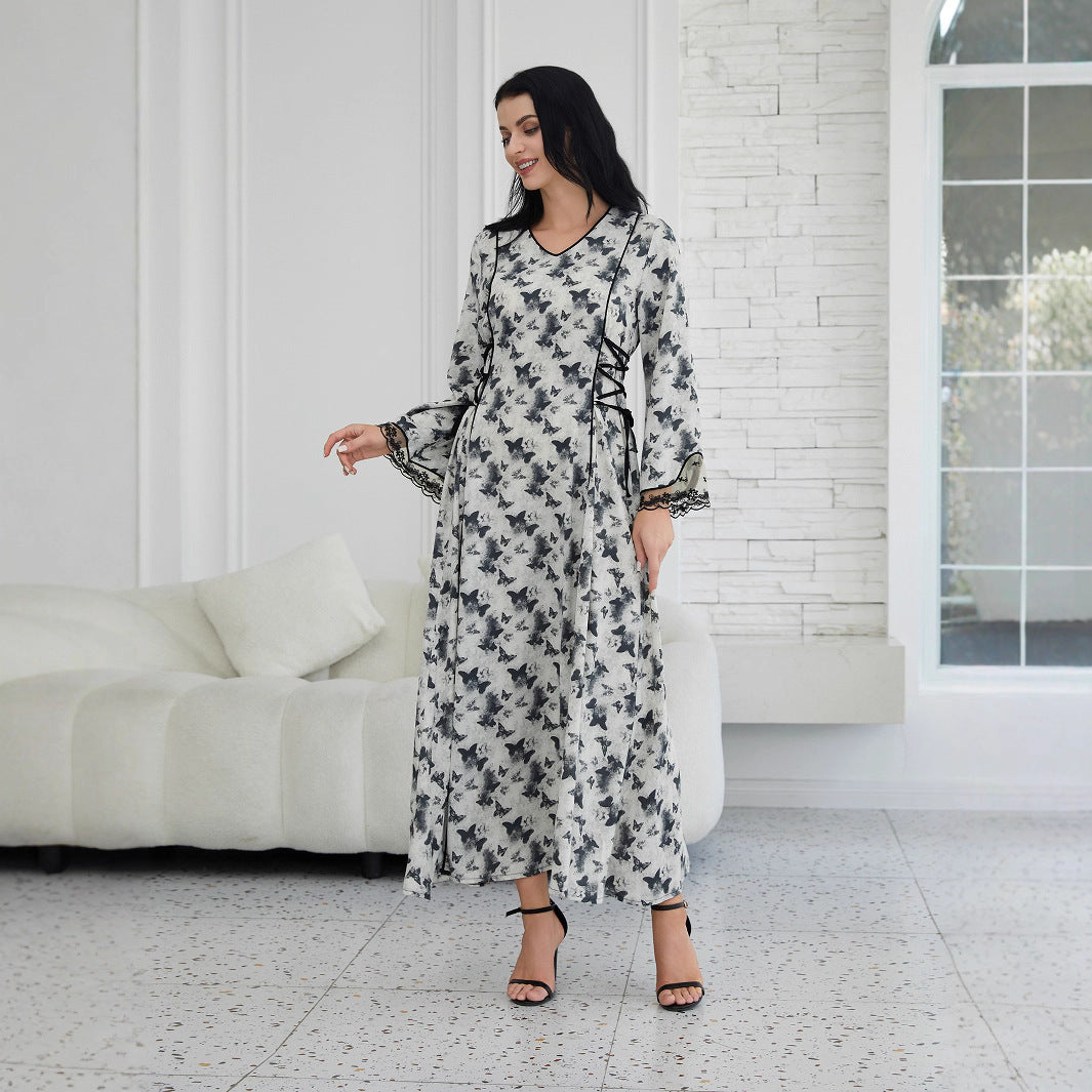 Robe Longue Satinée à Manches Longues – Élégance et Confort