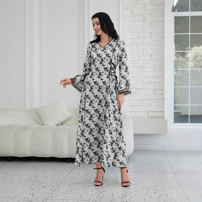 Robe Longue Satinée à Manches Longues – Élégance et Confort