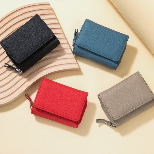 Portefeuille RFID en Cuir Véritable à Trois Volets – Compact et Grande Capacité